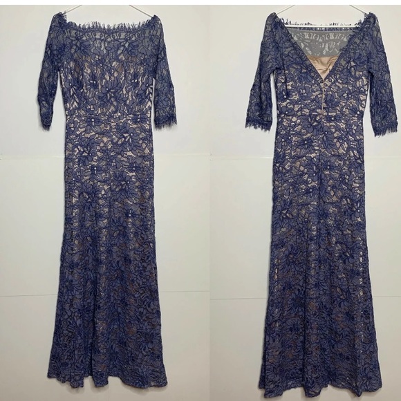 NWT JS Collections Gown Peri Nude Size 4 Boatneck - Picture 2 of 7